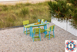 6' Poly Lumber Surfboard Table and 4 saddle stools w/backs Dk. Gray and Lt. Gray Free Shipping