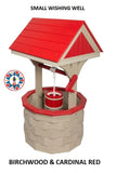 Amish Hand Crafted Small Wishing Well - Premium Color Birchwood and Cardinal Red