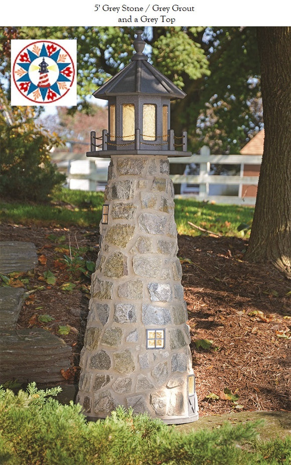 Amish Crafted 5 ft. Stone Lighthouse with Gray Top