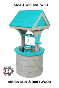 Amish Hand Crafted Medium Poly Wishing Well -Aruba Blue & Driftwood (Premium Color)