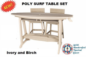 POLY  SURFBOARD BAR TABLE AND 2 CHAIR SET