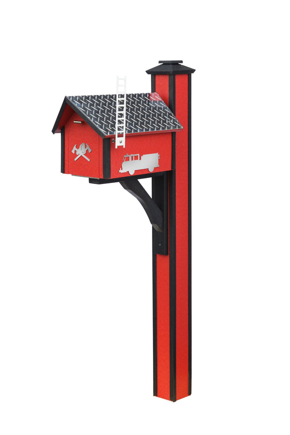 Custom Poly Mailbox / Post - Fire Department Combo