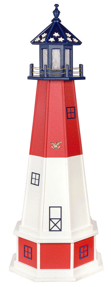 Amish Crafted 5 ft. Patriotic Barnegat (shown with optional base) quick ship poly lighthouse