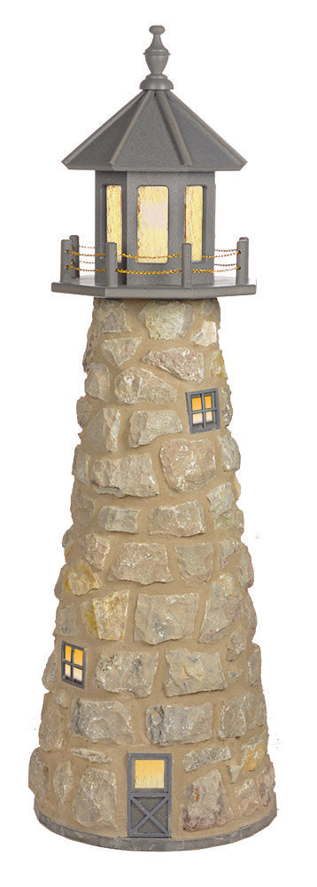 Amish Crafted 5 ft. Gray Top Stone Lighthouse