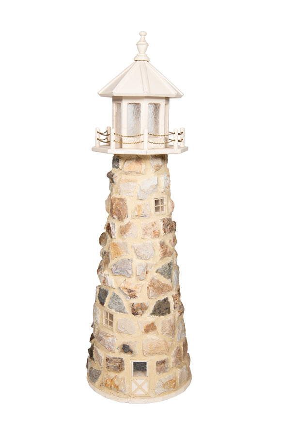 Amish Crafted 8 ft. Stone Lighthouse with Ivory Top